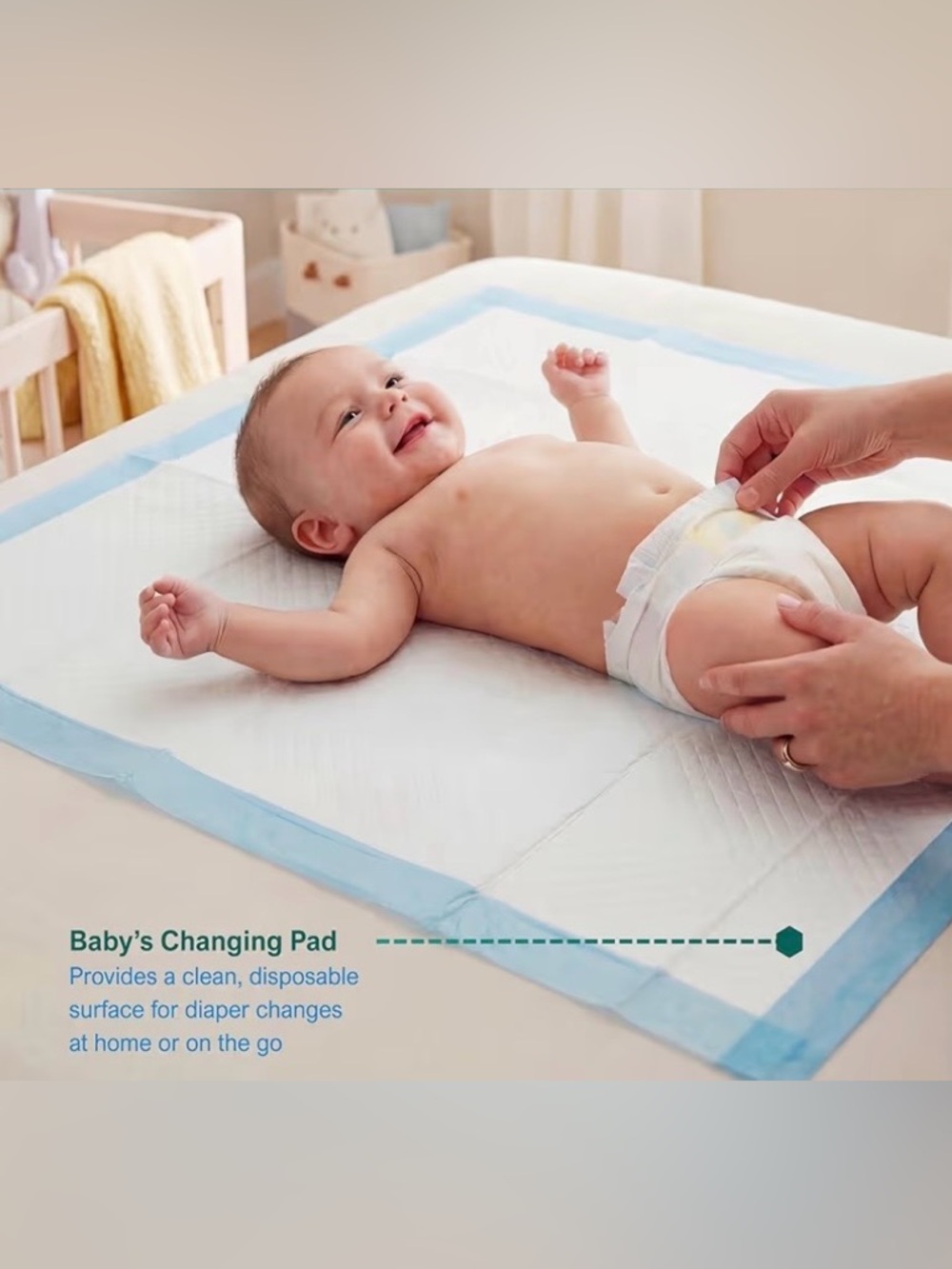 Disposable Baby Changing Pad with Blue Trim